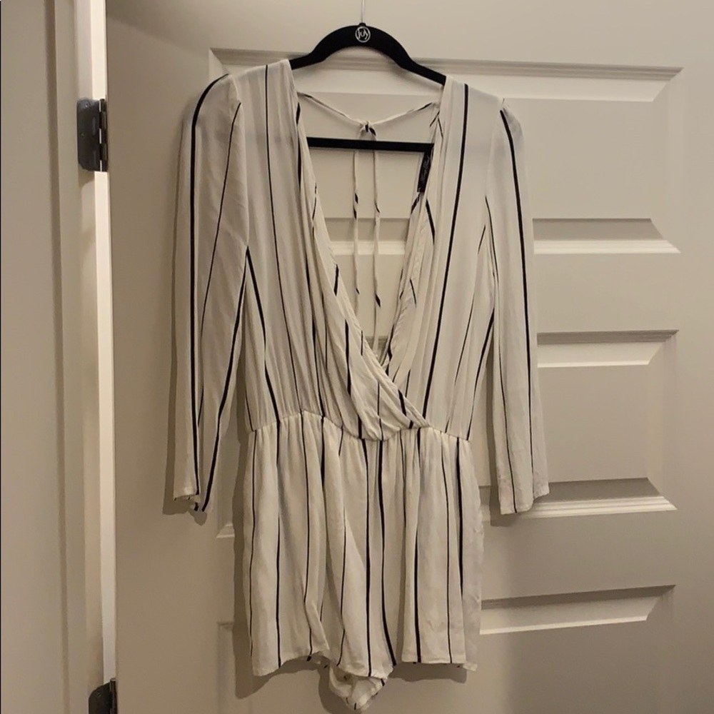 White and black striped romper!